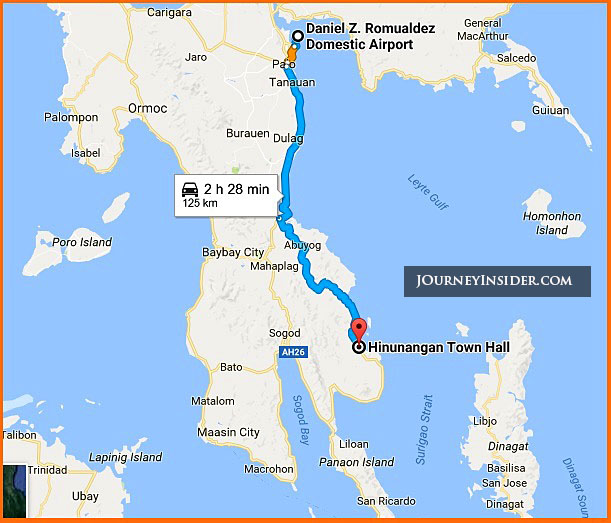 google-map-tacloban-airport-to-san-pablo-hinunangan-leyte
